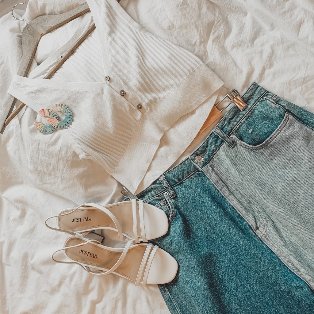 outfit: colorblock jeans